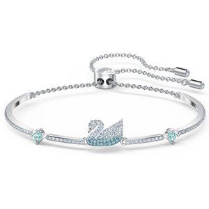 Swarovski ICONIC SWAN BANGLE, BLUE, RHODIUM PLATED